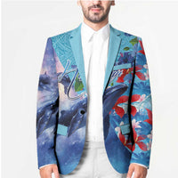 Hawaii Aloha Whales Blazer Hibiscus and Whales with Polynesian Pattern - Polynesian Pride