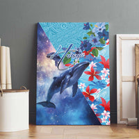 Hawaii Aloha Whales Canvas Wall Art Hibiscus and Whales with Polynesian Pattern LT03 - Polynesian Pride