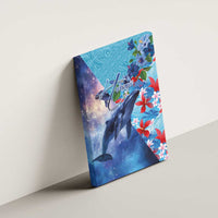 Hawaii Aloha Whales Canvas Wall Art Hibiscus and Whales with Polynesian Pattern LT03 - Polynesian Pride