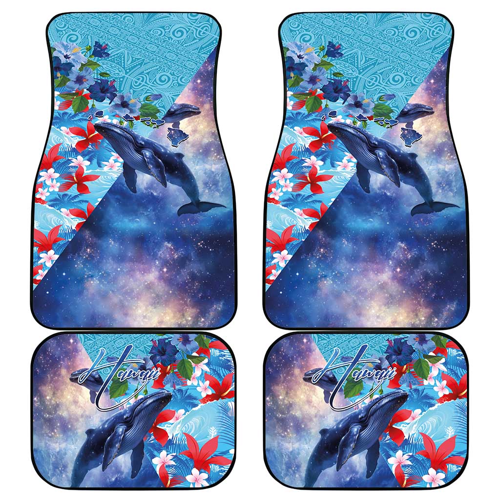 Hawaii Aloha Whales Car Mats Hibiscus and Whales with Polynesian Pattern - Polynesian Pride