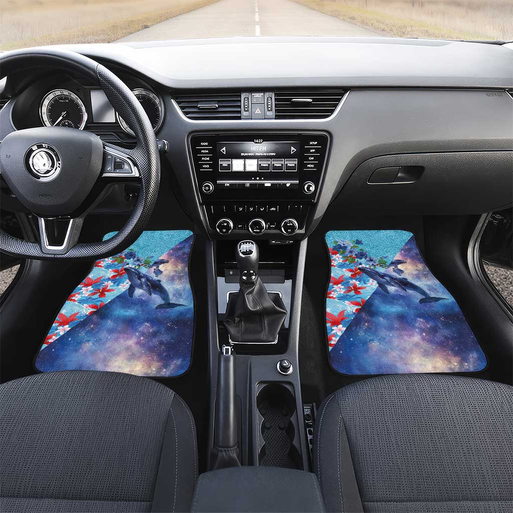 Hawaii Aloha Whales Car Mats Hibiscus and Whales with Polynesian Pattern - Polynesian Pride