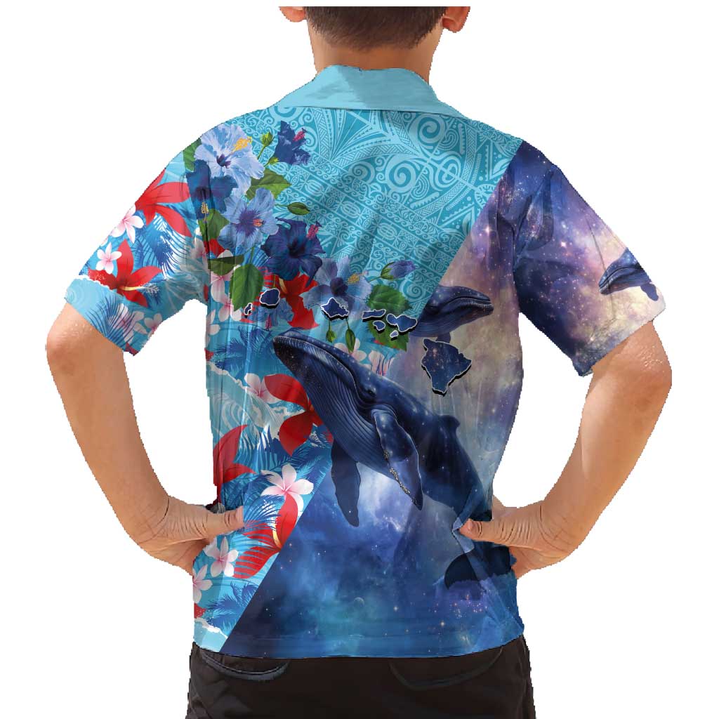 Hawaii Aloha Whales Family Matching Mermaid Dress and Hawaiian Shirt Hibiscus and Whales with Polynesian Pattern LT03 - Polynesian Pride