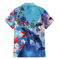 Hawaii Aloha Whales Family Matching Mermaid Dress and Hawaiian Shirt Hibiscus and Whales with Polynesian Pattern LT03 - Polynesian Pride