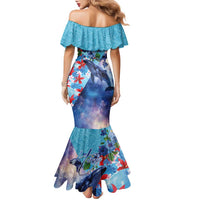 Hawaii Aloha Whales Family Matching Mermaid Dress and Hawaiian Shirt Hibiscus and Whales with Polynesian Pattern LT03 - Polynesian Pride