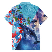 Hawaii Aloha Whales Family Matching Off Shoulder Maxi Dress and Hawaiian Shirt Hibiscus and Whales with Polynesian Pattern LT03 - Polynesian Pride
