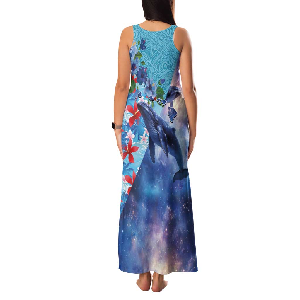 Hawaii Aloha Whales Family Matching Tank Maxi Dress and Hawaiian Shirt Hibiscus and Whales with Polynesian Pattern LT03 - Polynesian Pride