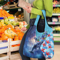 Hawaii Aloha Whales Grocery Bag Hibiscus and Whales with Polynesian Pattern LT03 - Polynesian Pride