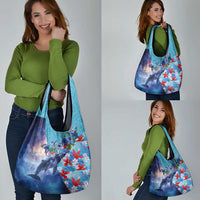 Hawaii Aloha Whales Grocery Bag Hibiscus and Whales with Polynesian Pattern LT03 - Polynesian Pride