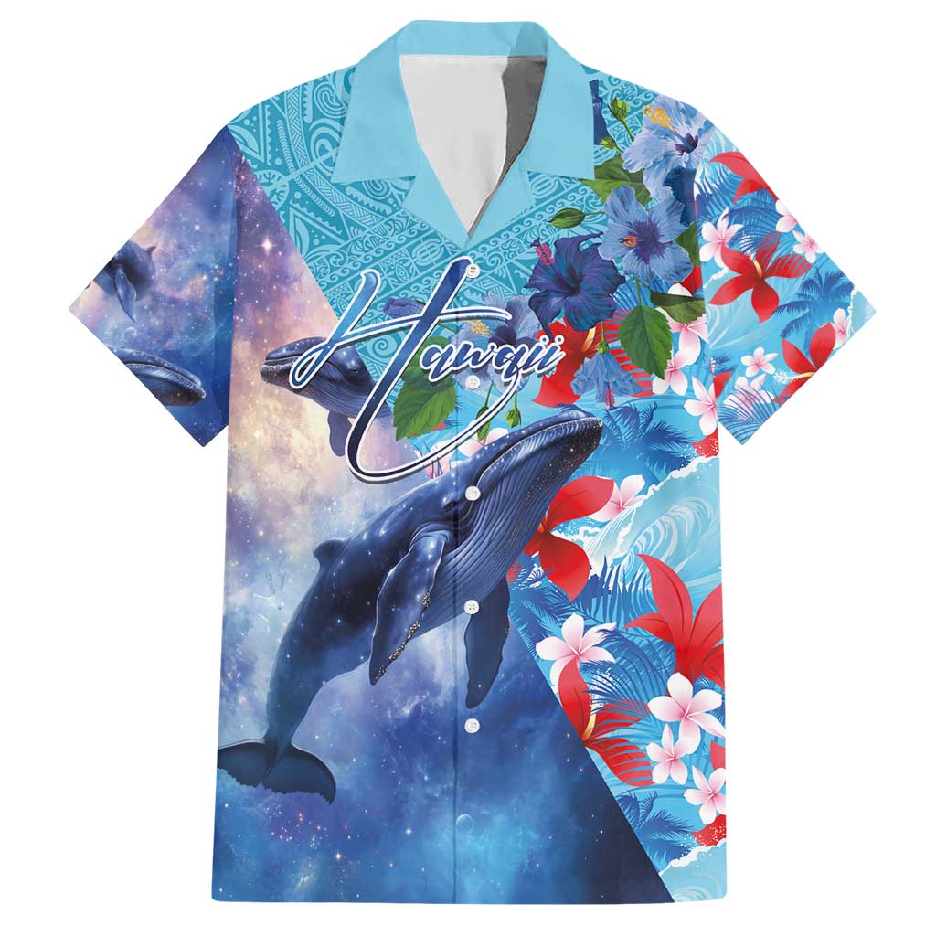 Hawaii Aloha Whales Hawaiian Shirt Hibiscus and Whales with Polynesian Pattern - Polynesian Pride