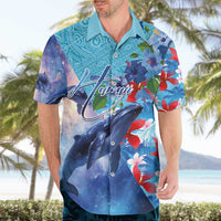 Hawaii Aloha Whales Hawaiian Shirt Hibiscus and Whales with Polynesian Pattern - Polynesian Pride
