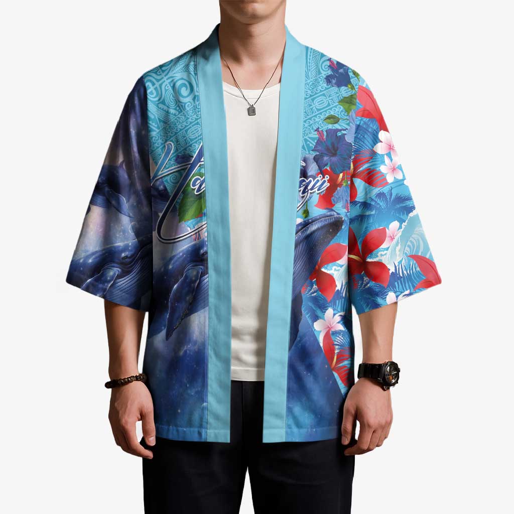 Hawaii Aloha Whales Kimono Hibiscus and Whales with Polynesian Pattern - Polynesian Pride