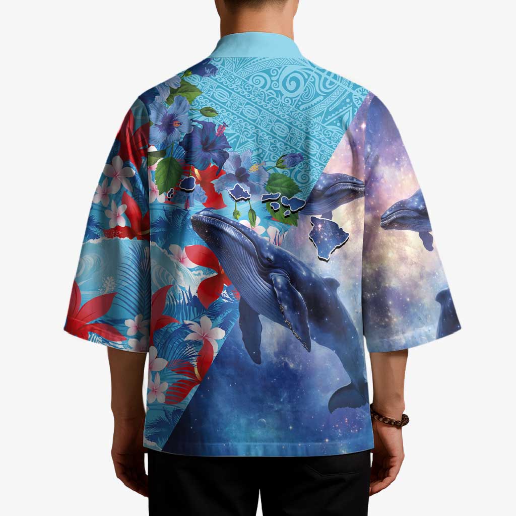 Hawaii Aloha Whales Kimono Hibiscus and Whales with Polynesian Pattern - Polynesian Pride