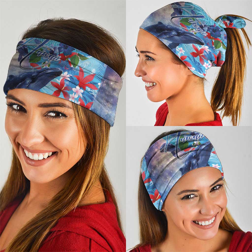 Hawaii Aloha Whales Neck Gaiter Hibiscus and Whales with Polynesian Pattern - Polynesian Pride