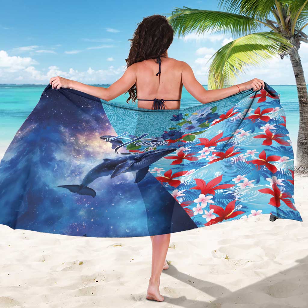 Hawaii Aloha Whales Sarong Hibiscus and Whales with Polynesian Pattern - Polynesian Pride