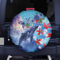 Hawaii Aloha Whales Spare Tire Cover Hibiscus and Whales with Polynesian Pattern - Polynesian Pride