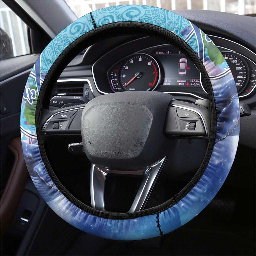 Hawaii Aloha Whales Steering Wheel Cover Hibiscus and Whales with Polynesian Pattern - Polynesian Pride