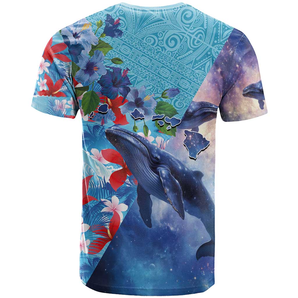 Hawaii Aloha Whales T Shirt Hibiscus and Whales with Polynesian Pattern - Polynesian Pride