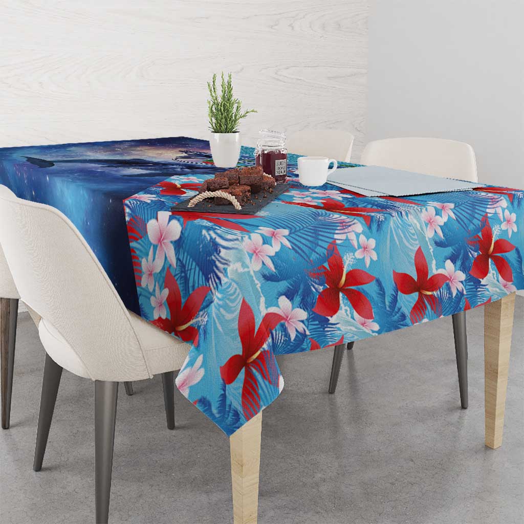 Hawaii Aloha Whales Tablecloth Hibiscus and Whales with Polynesian Pattern LT03 - Polynesian Pride