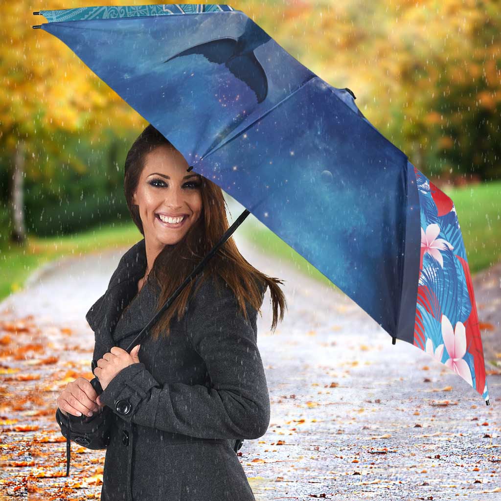 Hawaii Aloha Whales Umbrella Hibiscus and Whales with Polynesian Pattern - Polynesian Pride
