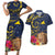 Tokelau Tokehega Day Couples Matching Short Sleeve Bodycon Dress and Hawaiian Shirt Coat of Arms with Polynesian Tattoo and Hibiscus