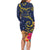 Tokelau Tokehega Day Family Matching Long Sleeve Bodycon Dress and Hawaiian Shirt Coat of Arms with Polynesian Tattoo and Hibiscus