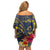 Tokelau Tokehega Day Family Matching Off Shoulder Short Dress and Hawaiian Shirt Coat of Arms with Polynesian Tattoo and Hibiscus