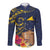 Tokelau Tokehega Day Long Sleeve Button Shirt Coat of Arms with Polynesian Tattoo and Hibiscus