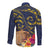 Tokelau Tokehega Day Long Sleeve Button Shirt Coat of Arms with Polynesian Tattoo and Hibiscus