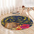 Tokelau Tokehega Day Round Carpet Coat of Arms with Polynesian Tattoo and Hibiscus