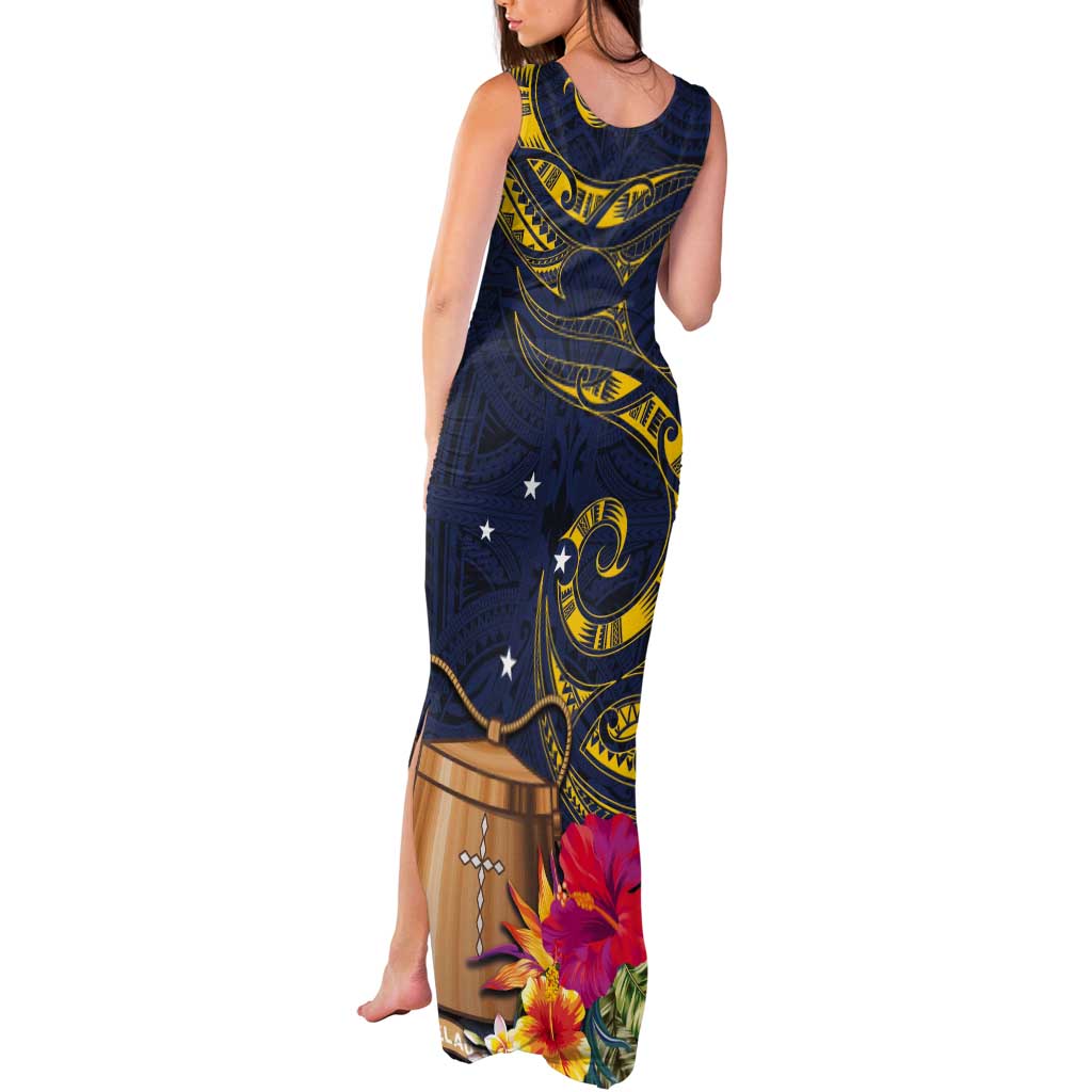 Tokelau Tokehega Day Tank Maxi Dress Coat of Arms with Polynesian Tattoo and Hibiscus