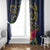 Tokelau Tokehega Day Window Curtain Coat of Arms with Polynesian Tattoo and Hibiscus