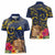 Tokelau Tokehega Day Women Polo Shirt Coat of Arms with Polynesian Tattoo and Hibiscus