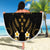 Personalised Kosrae Liberation Day Beach Blanket Polynesian Tattoo and Plumeria Gold Color