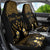 Personalised Kosrae Liberation Day Car Seat Cover Polynesian Tattoo and Plumeria Gold Color