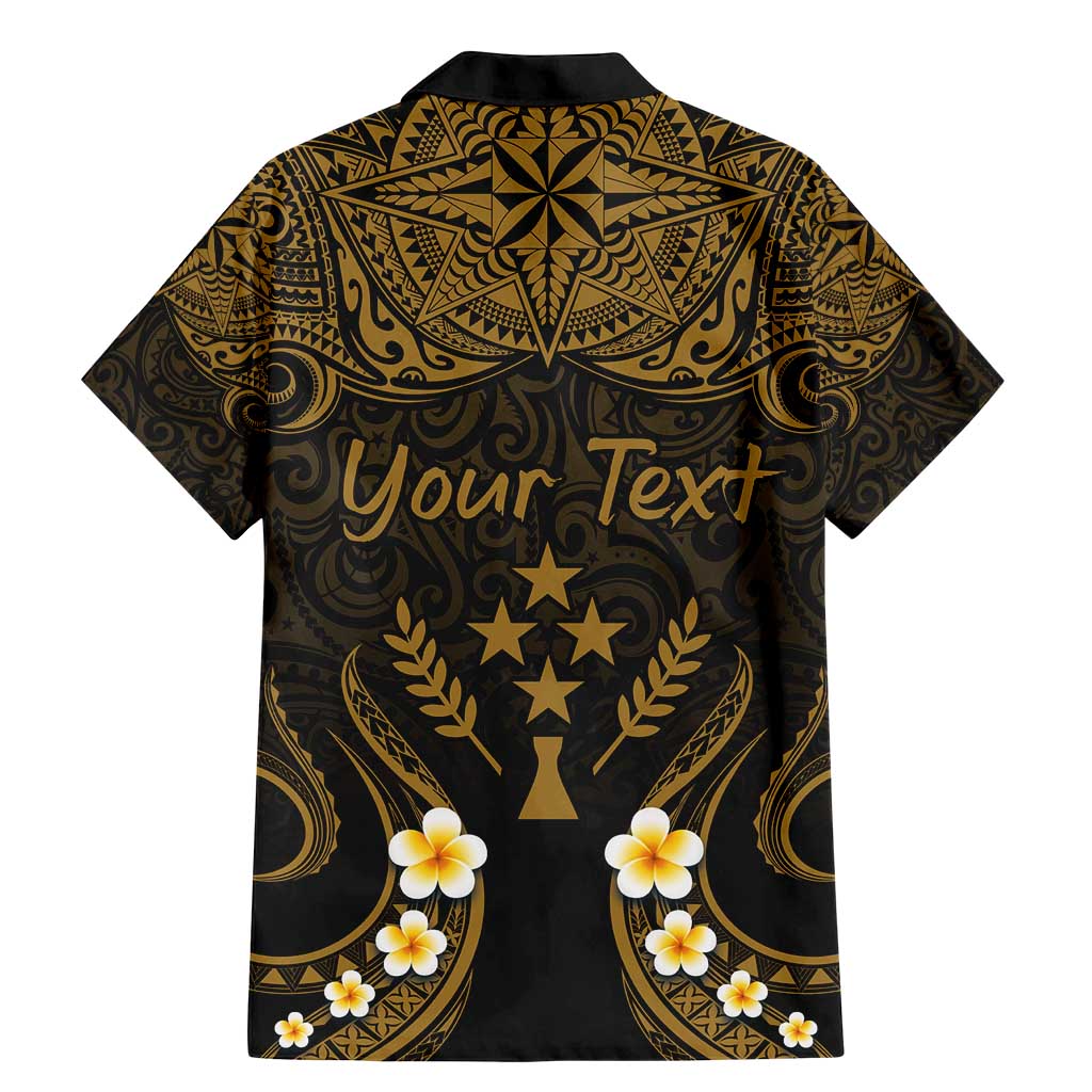 Personalised Kosrae Liberation Day Family Matching Mermaid Dress and Hawaiian Shirt Polynesian Tattoo and Plumeria Gold Color