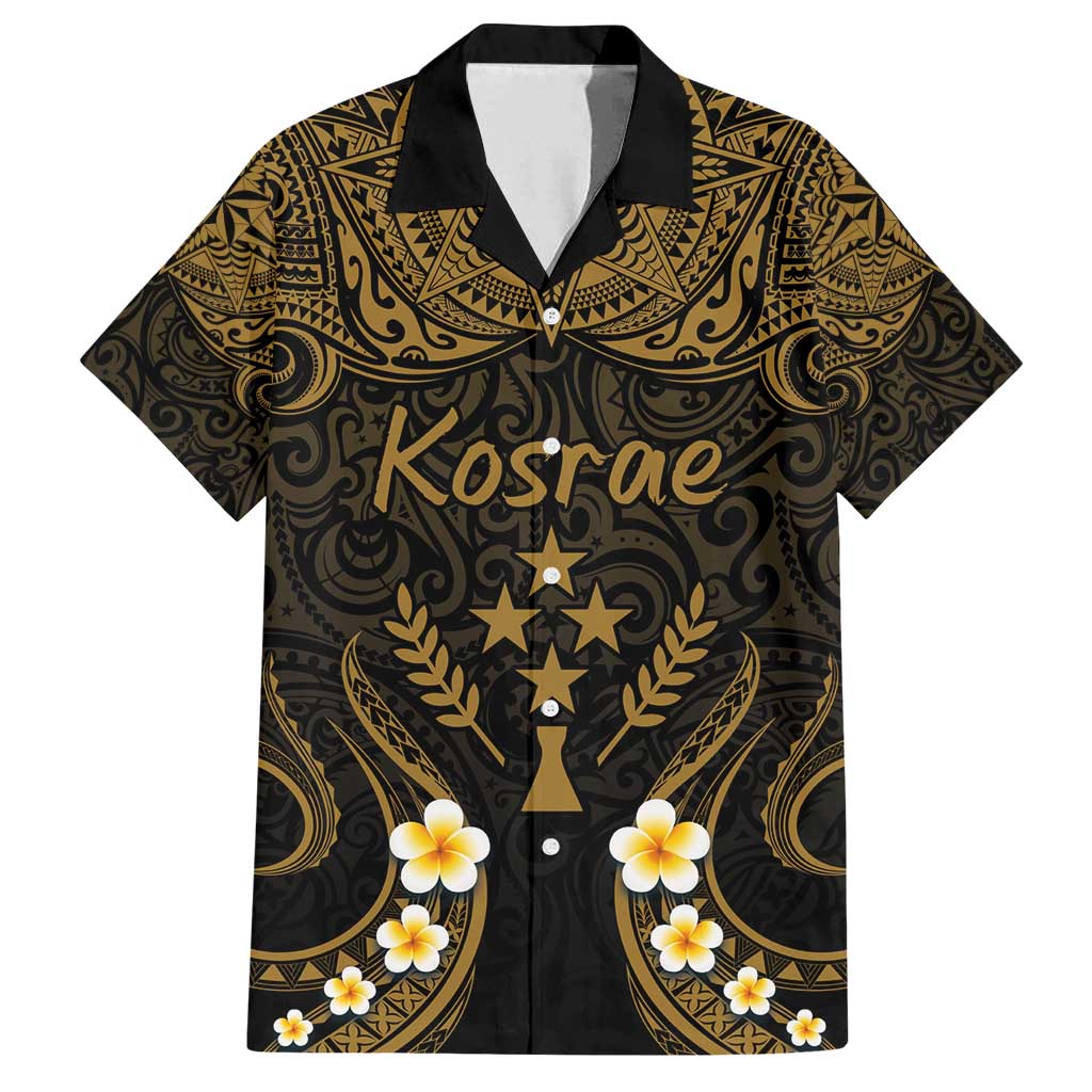 Personalised Kosrae Liberation Day Family Matching Summer Maxi Dress and Hawaiian Shirt Polynesian Tattoo and Plumeria Gold Color