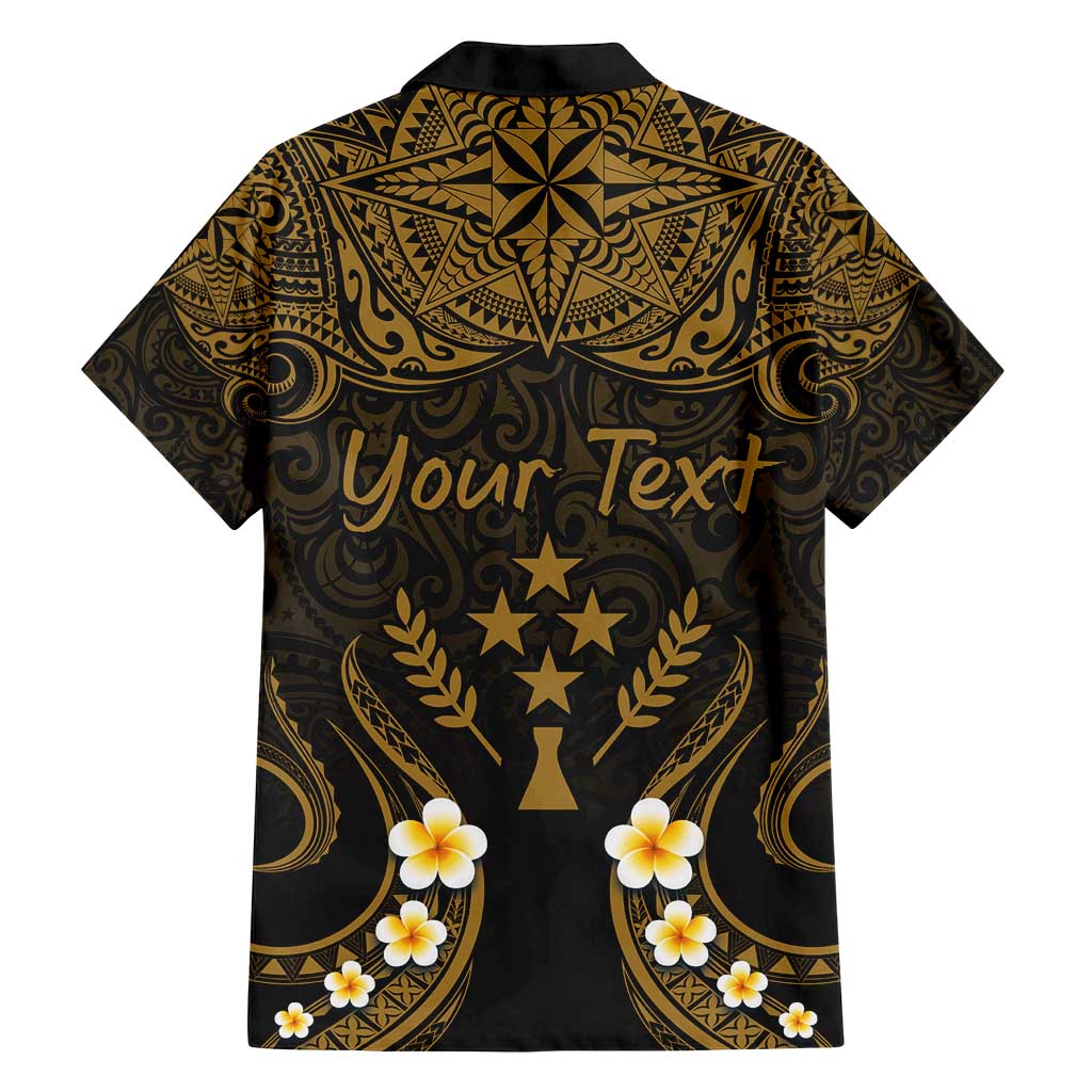 Personalised Kosrae Liberation Day Family Matching Summer Maxi Dress and Hawaiian Shirt Polynesian Tattoo and Plumeria Gold Color