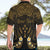 Personalised Kosrae Liberation Day Hawaiian Shirt Polynesian Tattoo and Plumeria Gold Color