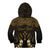 Personalised Kosrae Liberation Day Kid Hoodie Polynesian Tattoo and Plumeria Gold Color