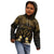 Personalised Kosrae Liberation Day Kid Hoodie Polynesian Tattoo and Plumeria Gold Color