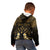 Personalised Kosrae Liberation Day Kid Hoodie Polynesian Tattoo and Plumeria Gold Color