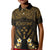 Personalised Kosrae Liberation Day Kid Polo Shirt Polynesian Tattoo and Plumeria Gold Color