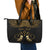 Personalised Kosrae Liberation Day Leather Tote Bag Polynesian Tattoo and Plumeria Gold Color