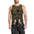 Personalised Kosrae Liberation Day Men Tank Top Polynesian Tattoo and Plumeria Gold Color