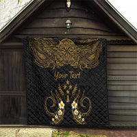 Personalised Kosrae Liberation Day Quilt Polynesian Tattoo and Plumeria Gold Color