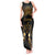 Personalised Kosrae Liberation Day Tank Maxi Dress Polynesian Tattoo and Plumeria Gold Color