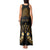 Personalised Kosrae Liberation Day Tank Maxi Dress Polynesian Tattoo and Plumeria Gold Color