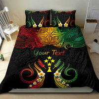 Personalised Kosrae Liberation Day Bedding Set Polynesian Tattoo and Plumeria Reggae Color