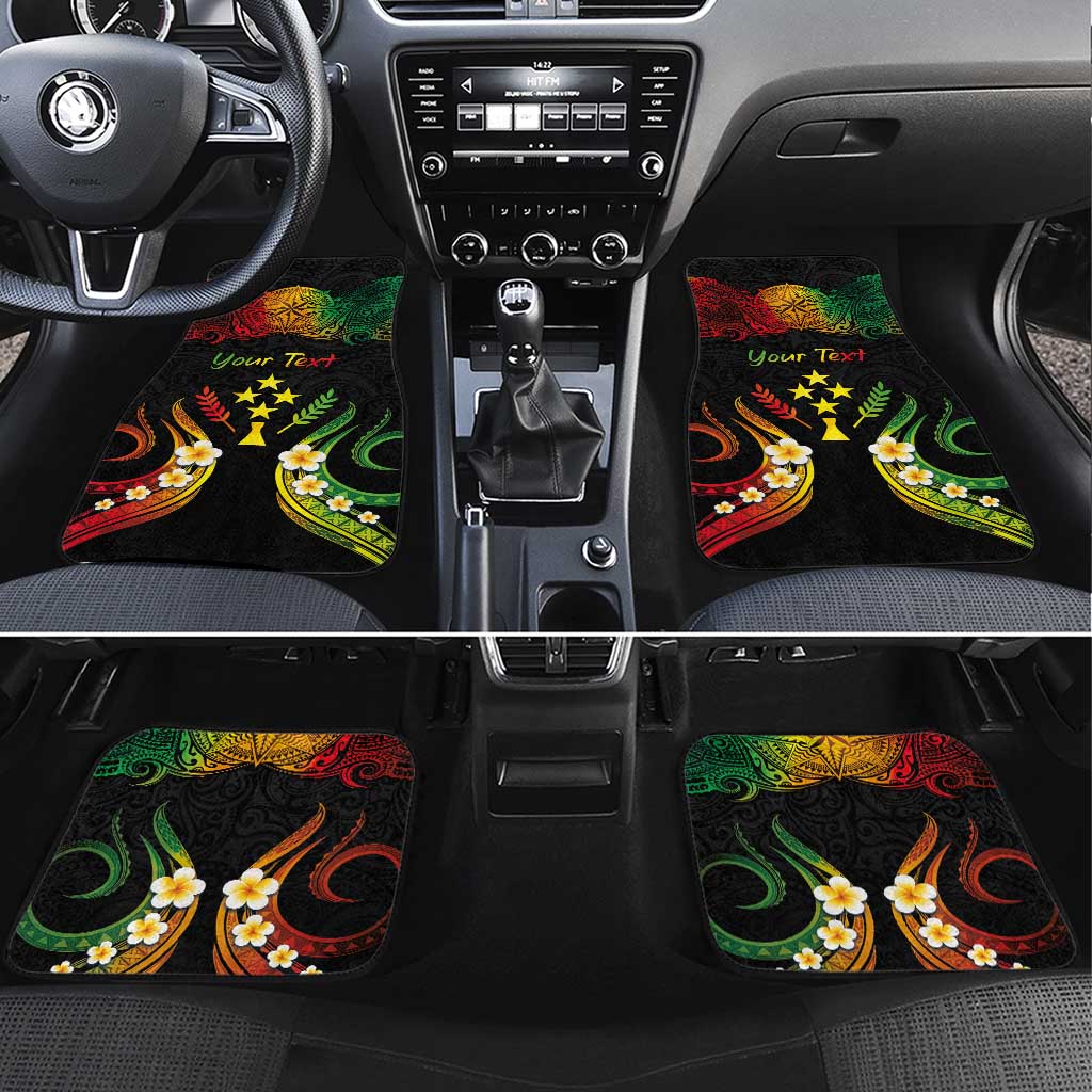 Personalised Kosrae Liberation Day Car Mats Polynesian Tattoo and Plumeria Reggae Color