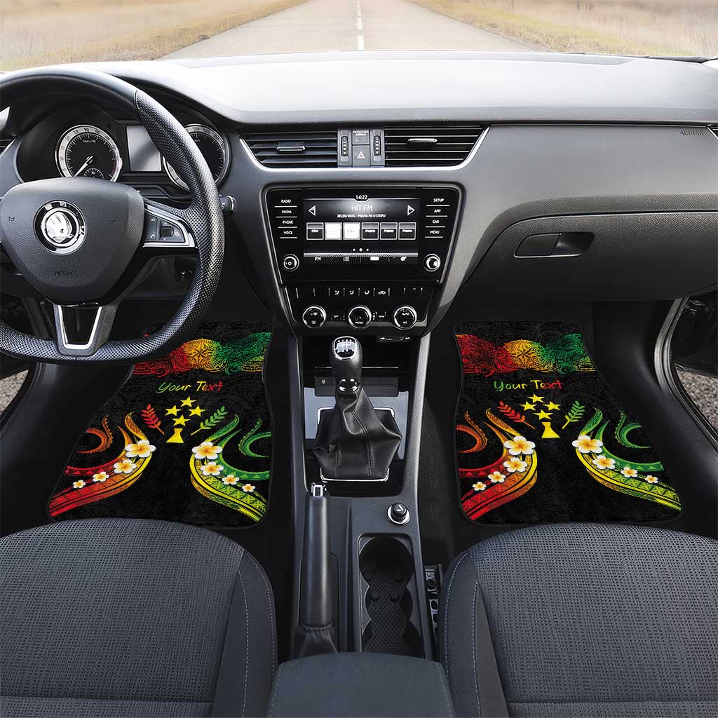 Personalised Kosrae Liberation Day Car Mats Polynesian Tattoo and Plumeria Reggae Color